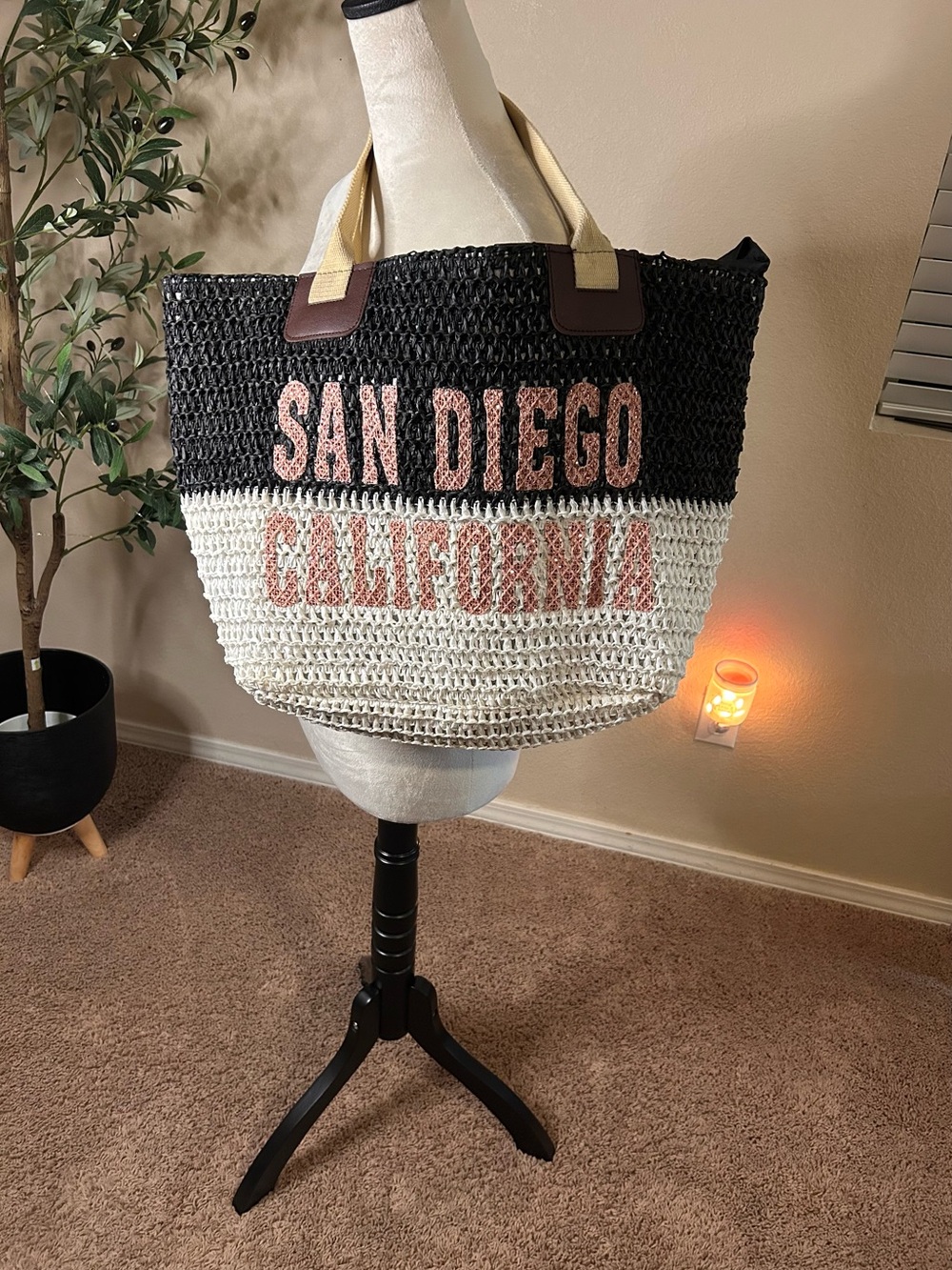 San Diego Largo Tote Bag Woven Boho Vacation